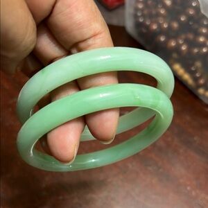 Elegant Green Jade Bangle Set